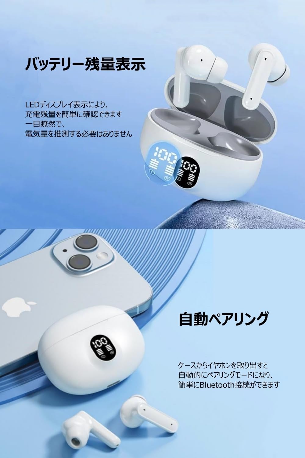 ヤホン Bluetooth ワイヤレスイヤホン 2024最新ブルートゥースイヤホン EDR+Bluetooth5.3搭載 カルナ型 自動ペアリング 接続瞬時 ハンズフリー通話 マイク内蔵 タッチ操作 コンパクト/テレワーク/通勤/通学