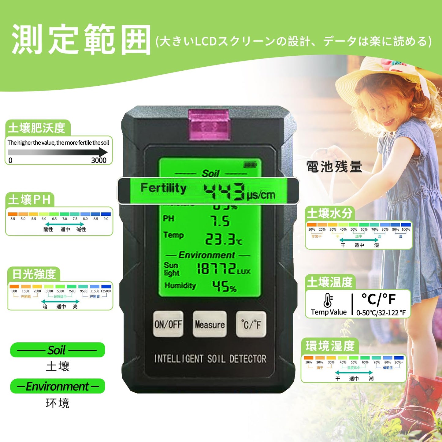 土壌 ph測定器 phメーター 4点セット 土壌酸度計 6in1 肥沃度/温度/土壌湿度/pH/環境湿度/照度 土壌テスター デジタル ecメーター 土壌水分計 土壌メーター