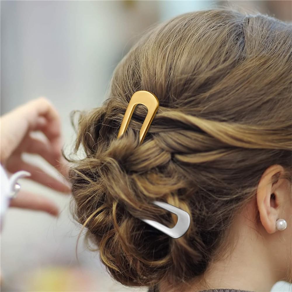 U字型ヘアピン シンプルな合金ジオメトリックU字ヘアクリップめっき付きヘアクリップ