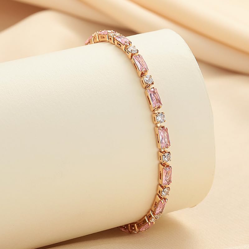 ブレスレット レディース ピンクジルコニア 香槟ゴールド エレガント ファッション アクセサリー 母の日 ギフト
