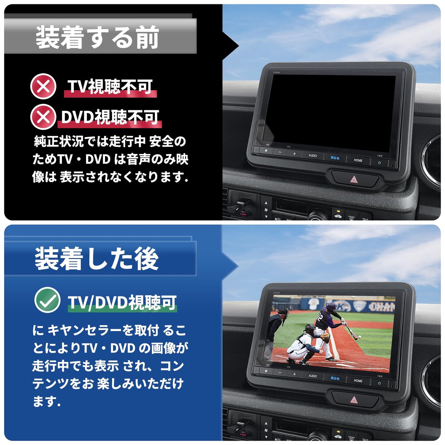 ホンダ  TVキット 8インチ/9インチ/11.4インチ対応 走行中にテレビが見れる/ナビ操作可能 テレビ キャンセラー