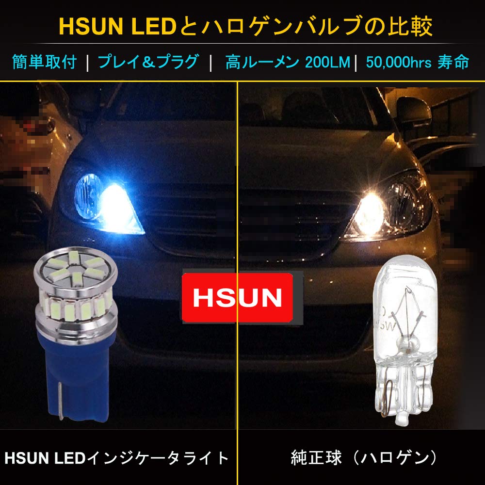 T10 W5W LED バルブ 12V-24V 175 161 168 194 12961 W5W 20連 発SMD3014LEDチップ 車用CANBUSキャンセラー内蔵 360度ポジション インジケータライト ルームランプ ナンバー灯、 2個セット、青/アイスブルー
