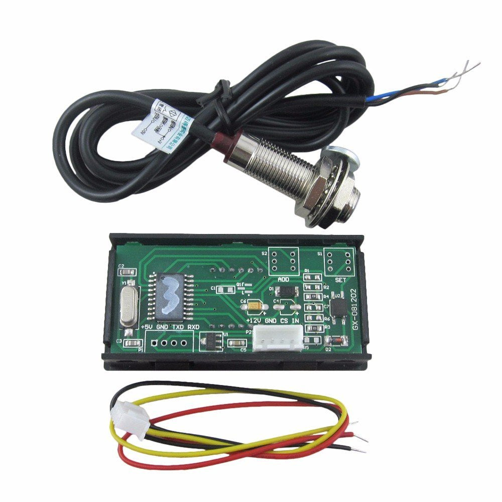 デジタル緑色LEDタコメーターRPMスピードメーター+ホール近接スイッチセンサーNPN
