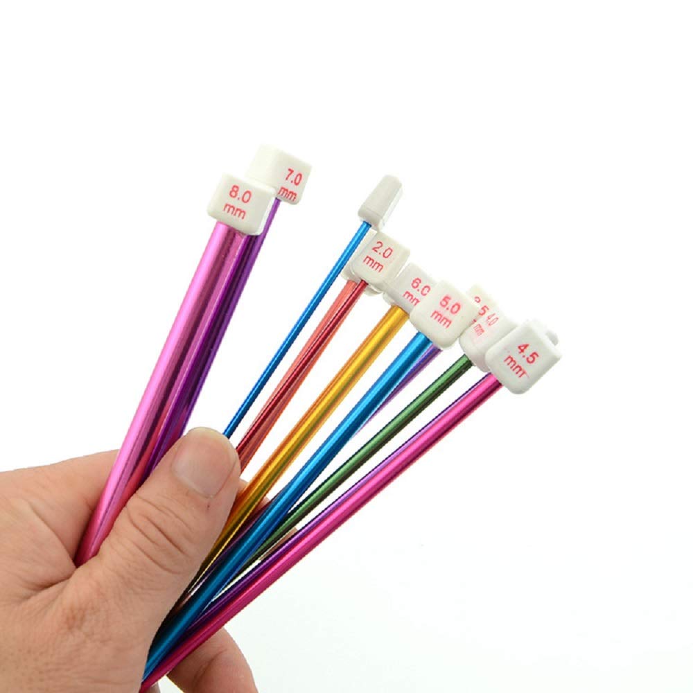 アフガン 編み針 かぎ針 11本入 カラフル レース針 編み棒 アルミ製 アルミニウムフック 編み物道具 DIY 手芸 セーター マフラー 帽子 ニット 長27cm 編み針セット