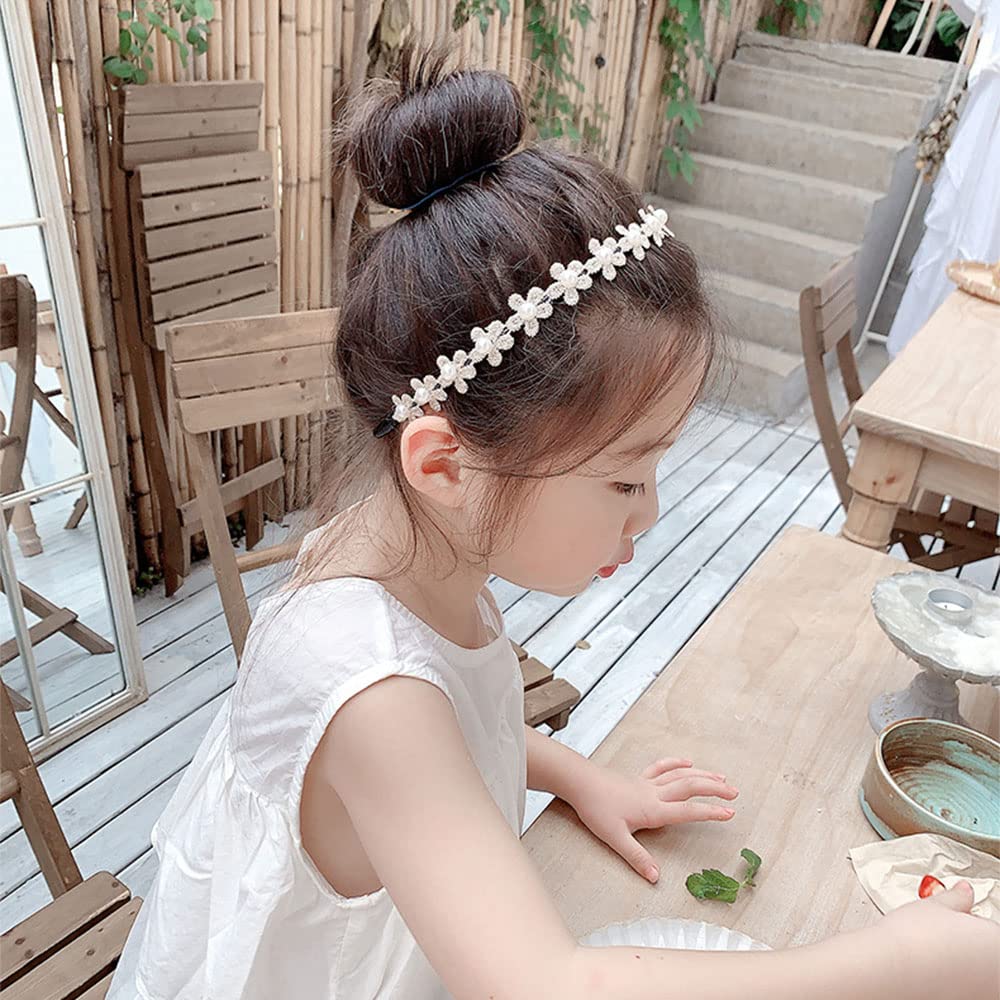 カチューシャ フラワーリボン カチューシャ キッズ ヘッドドレス キッズ 子供 パール 髪飾り 子供 カチューシャ 写真撮影 卒業式 入学式 記念撮影 （2個入り）