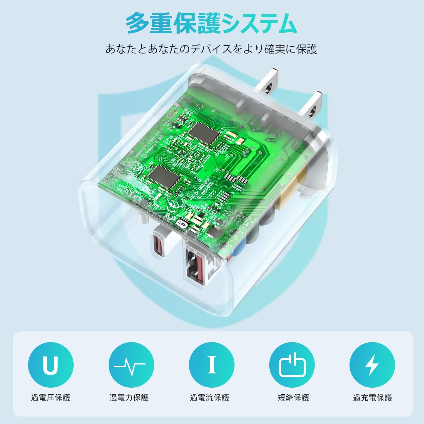 Type-C USB PD対応 25W 2ポート (USB-C/USB-A) 小型軽量 [2個パック PSE認証] iPhone 15/16 Android Galaxy Macbook iPad ノートパソコン