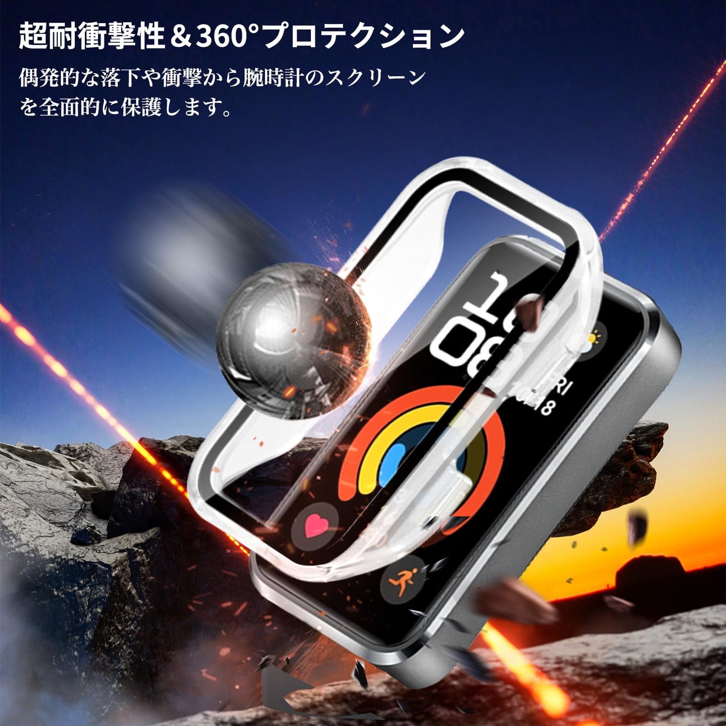 【1枚入り】対応 HUAWEI BAND 10 ケース フィルム+PCフレーム 一体型 Sediven HUAWEI BAND 10 用 防水 カバー 保護ケース 全面保護 装着簡単 高透過率 防水防塵 脱落しにくい 耐衝撃 （クリア）