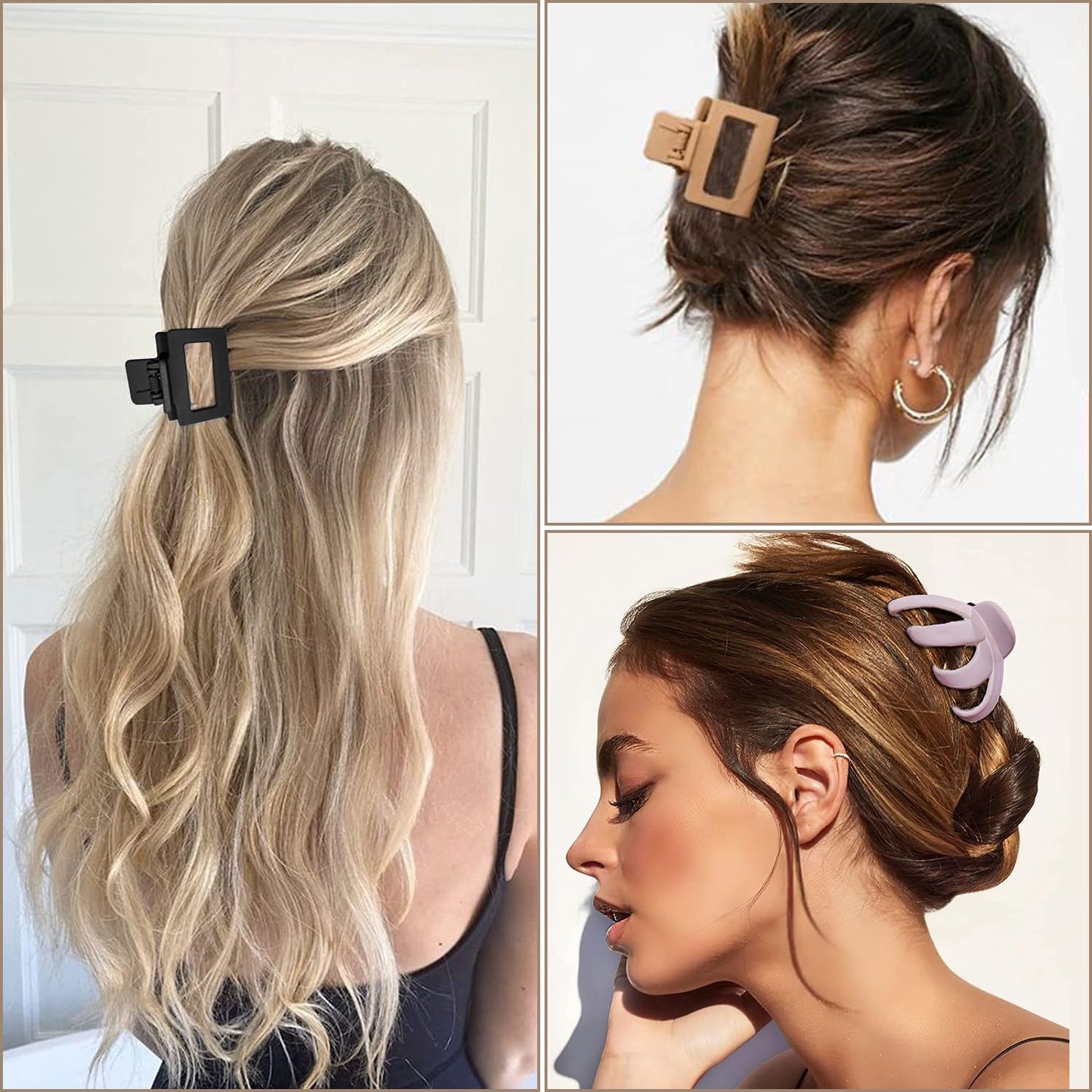 ヘアクリップ ヘアキャッチ シンプルレディース フランスクリップ 大きめ しっかりまとまる シンプル 無地 髪飾り 髪留め クリップ 日常 オフィスプレゼント 濃密な髪も使用可能 出掛け お風呂 母の日 プレゼント女性 6個セット