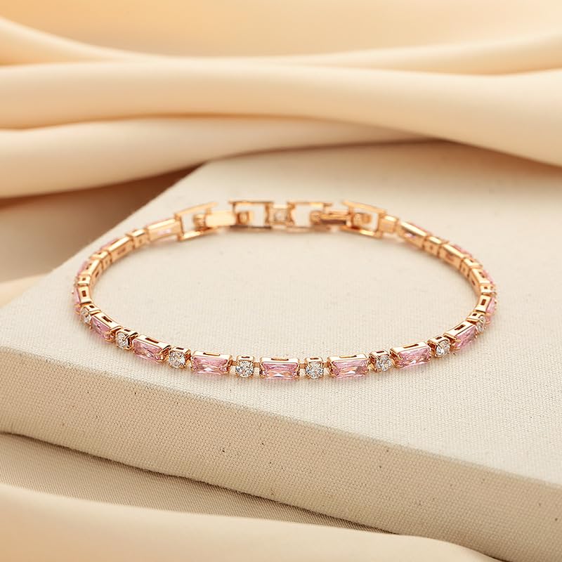 ブレスレット レディース ピンクジルコニア 香槟ゴールド エレガント ファッション アクセサリー 母の日 ギフト