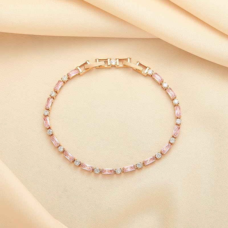 ブレスレット レディース ピンクジルコニア 香槟ゴールド エレガント ファッション アクセサリー 母の日 ギフト