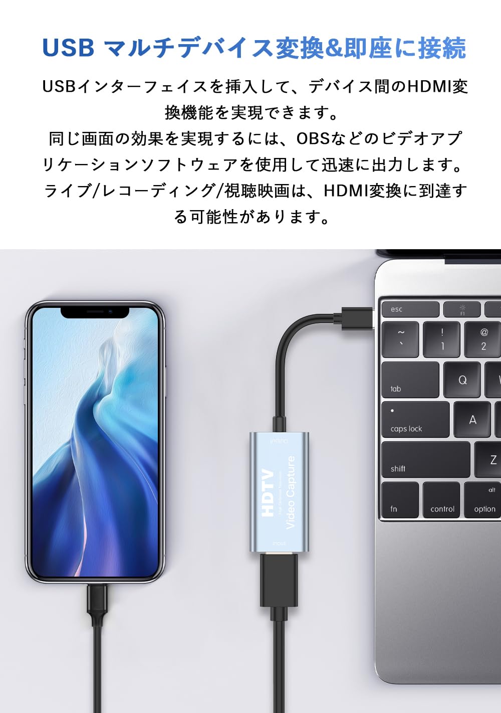 【2023新登場】Newluck USB-C & HDMI 変換アダプタ キャプチャーボード HDMI キャプチャーボード HD画質録画 HD1080P/4Kパススルー機能 HDMI ビデオキャプチャー ゲーム録画/HDMIビデオ録画/ライブ配信用キャプチャー ボード 電源不要 小型軽量 低遅延