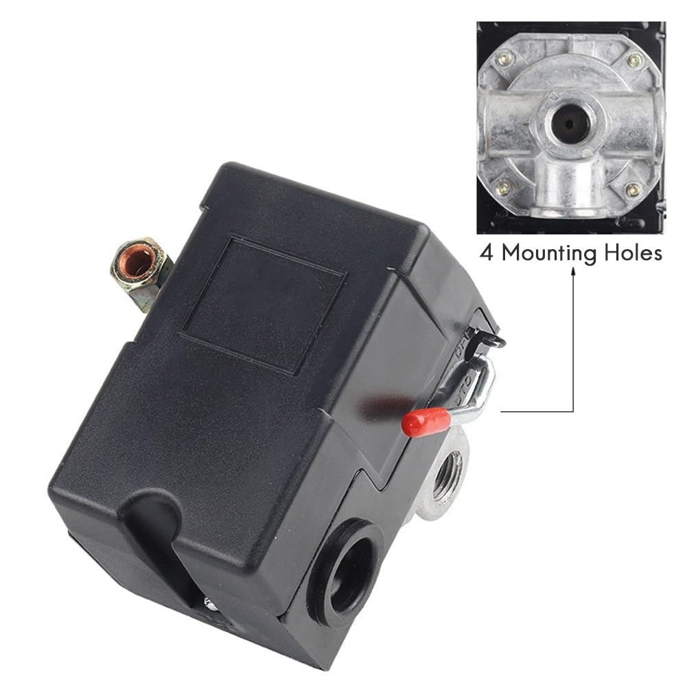 エアーコンプレッサー圧力スイッチ エアーコンプレッサースイッチ 90-120PSI 4ポート安全弁エアーコンプレッサー