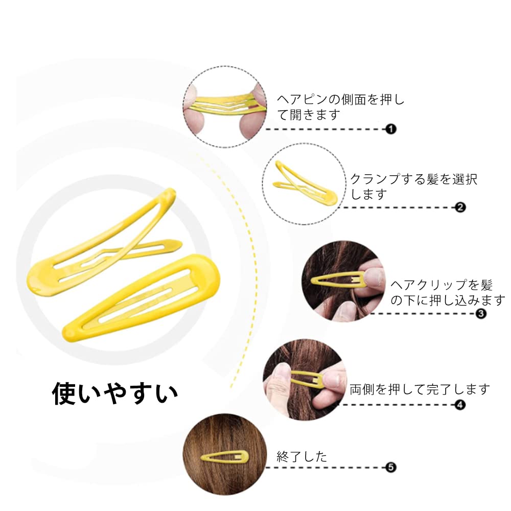 ヘアピン 約100個セット ヘアクリップ かわいい スナップヘアクリップ ヘアピン パッチンピン スリーピン 前髪 DIY アクセサリー 髪飾り 髪留め カラーランダム