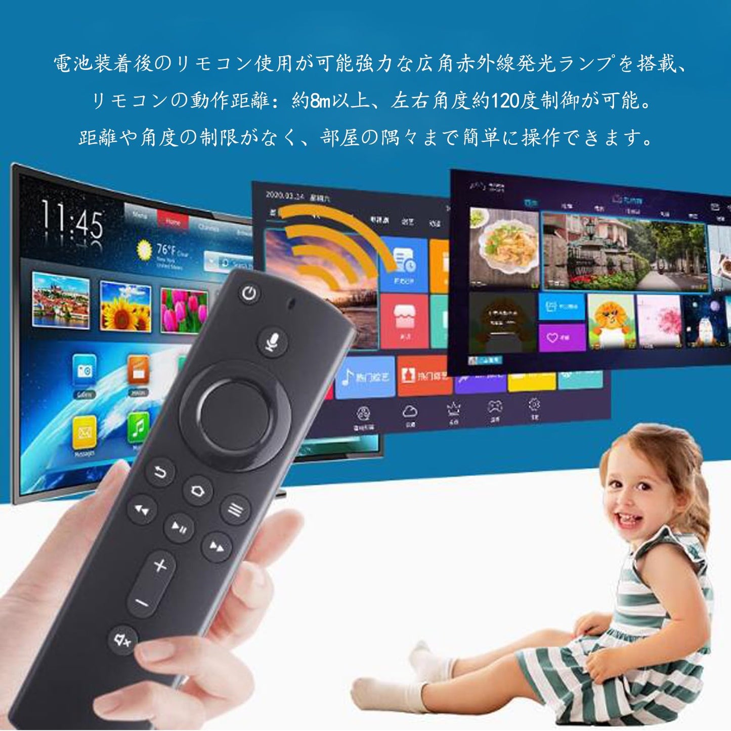 TVリモコン テレビリモコン 交換用 音声認識リモコン プリセット APPボタン搭載 汎用