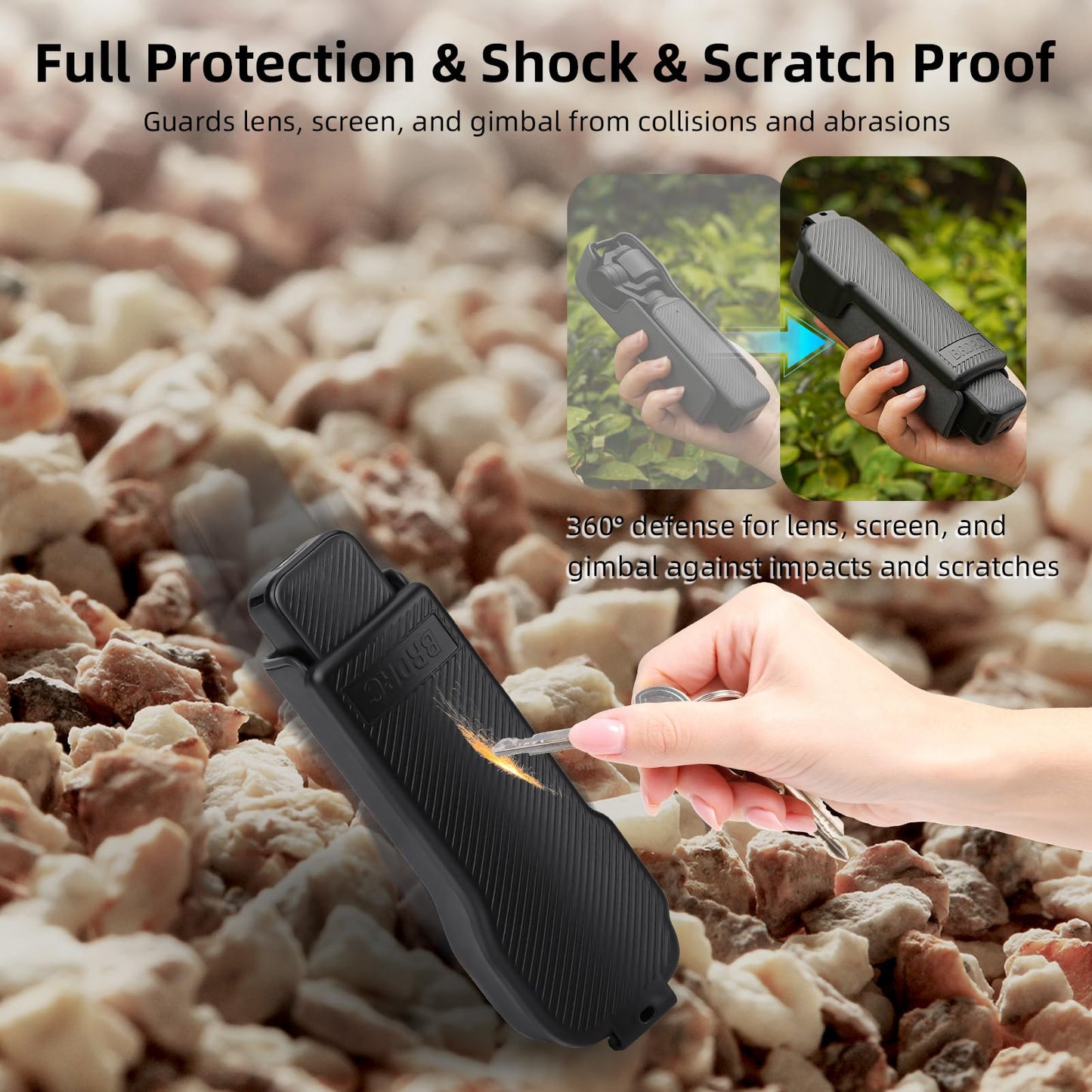 ポケット3カバーケースアクセサリー、ジンバルフリップ保護カバーレンズプロテクターキャップは、DJI Osmo Pocket 3 Creatorコンボ用フィルター3枚を収納可能(ブラック)