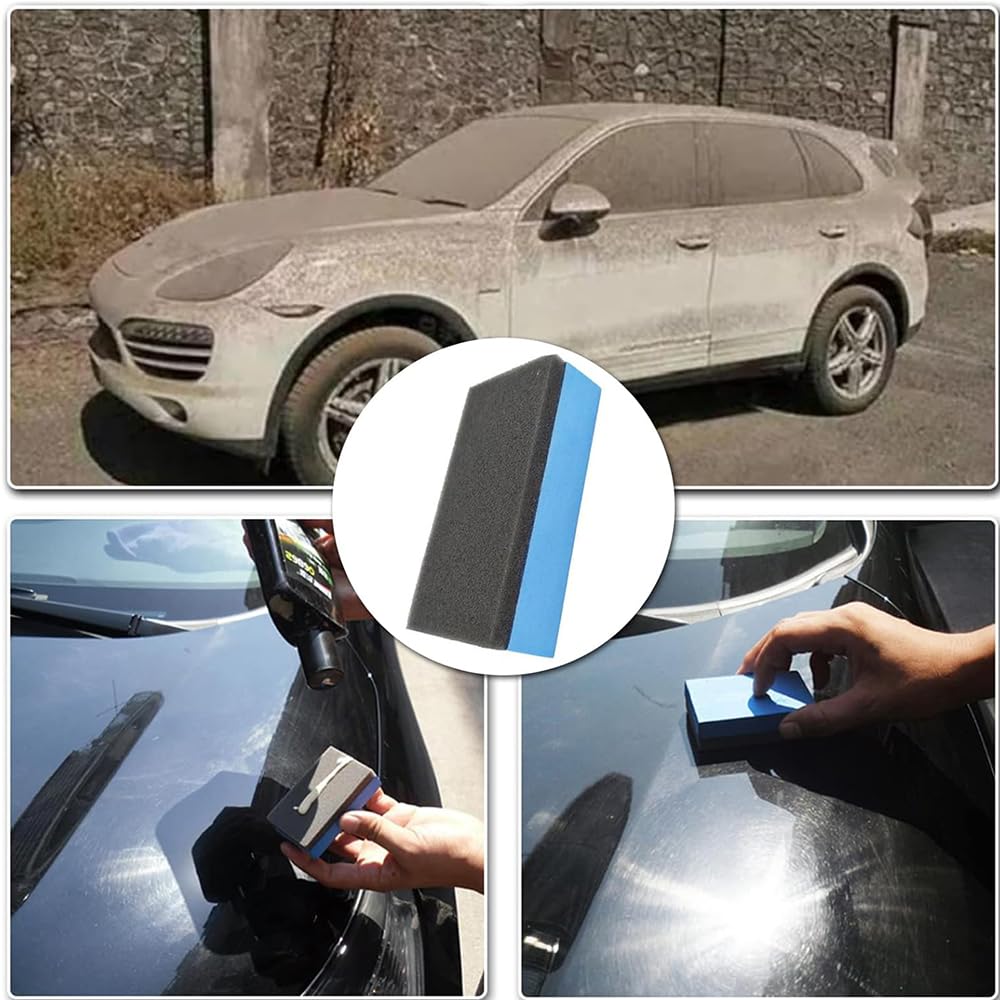 洗車スポンジ 10個 塗り込み用スポンジ コーティング コンパウンド 油膜取り 車 バイク 洗浄 お手入れ メンテナンス 洗車用品 吸水 速乾 二層構造 コンパウンド スポンジ EVA (ブルーブラック)