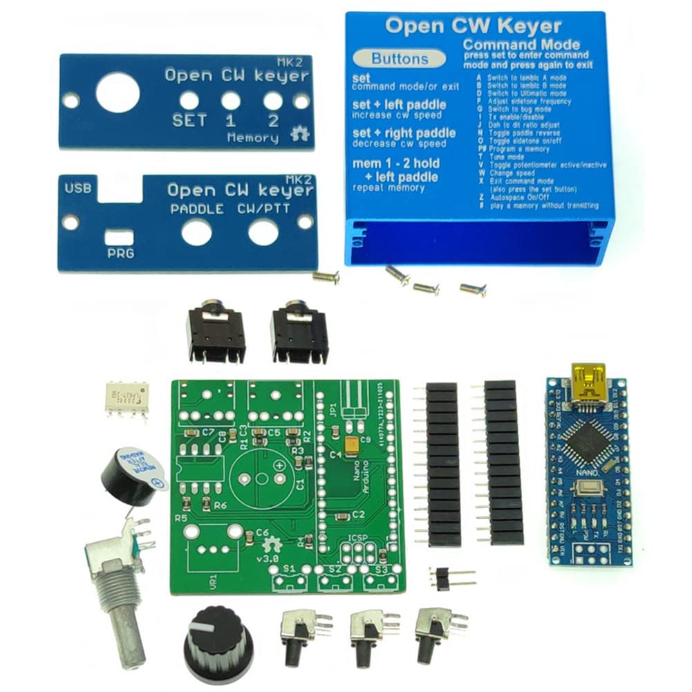 Open CW Keyer 2 仕上げ アルミシェル付き CW Keyer 2 KIT CW 速度 1 ～ 999 WPM で調整可能