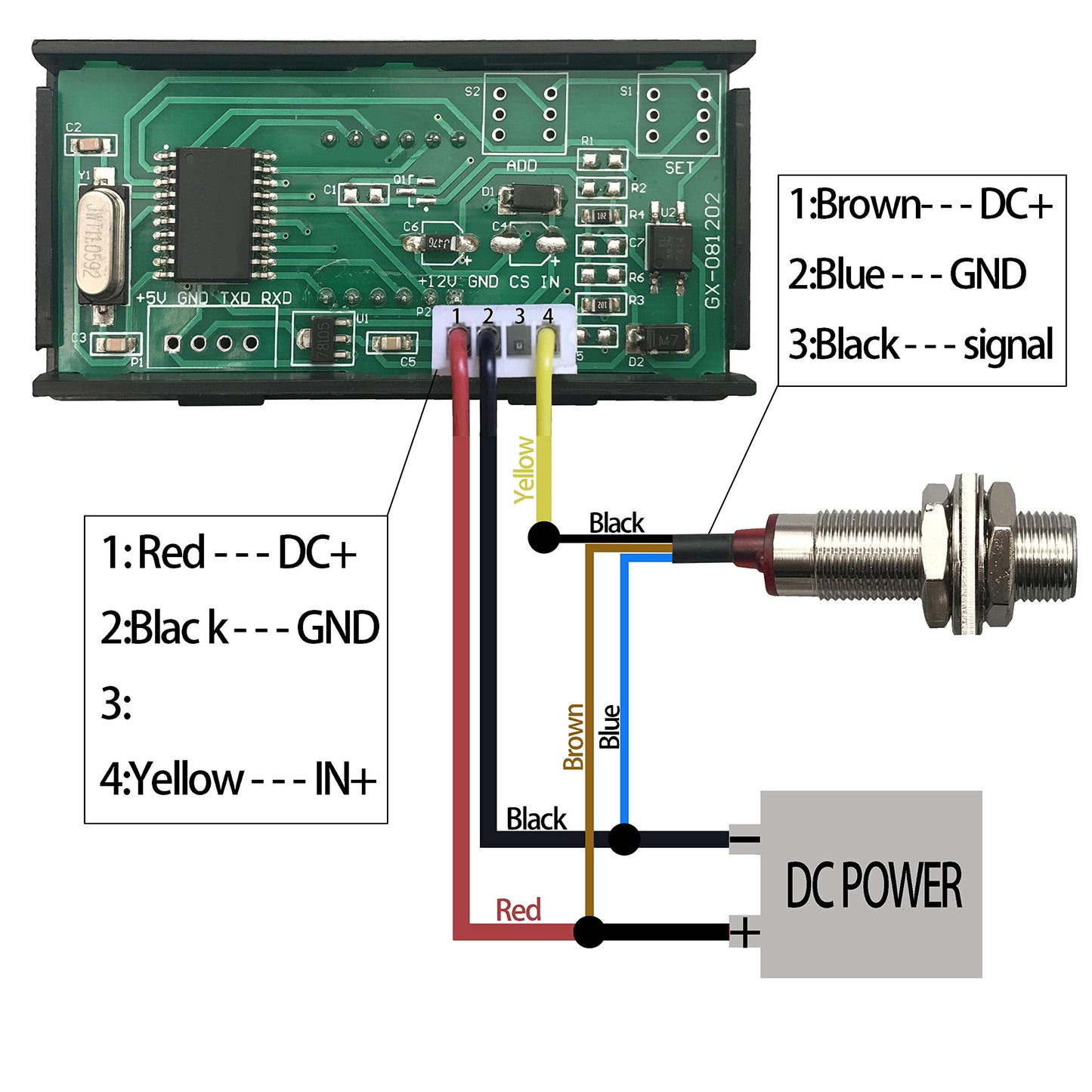 デジタル緑色LEDタコメーターRPMスピードメーター+ホール近接スイッチセンサーNPN