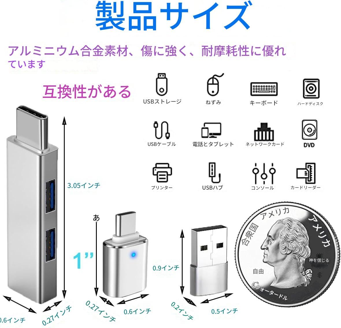 type C ハブ 3-IN-1 ハイスピード 拡張 軽量 超小型 USB 3.0 /2.0ポート スマホ USB-C 変換アダプタ Windows/Li-nux/Mac OS/Android/Chr-ome OS/PS4/Mac-Book等ノートPC 他対応 USBハブ テレワーク リモート