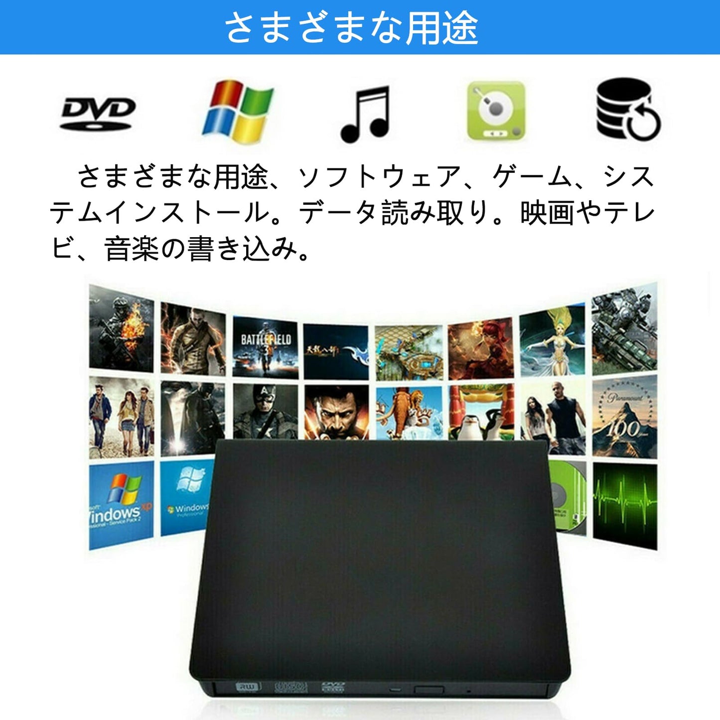 外付けDVDドライブ 読取/書込可 CD/DVDドライブ USB 3.0&Type-C両接続 駆動 パソコン 光学ドライブ 外付け Mac/Window対応