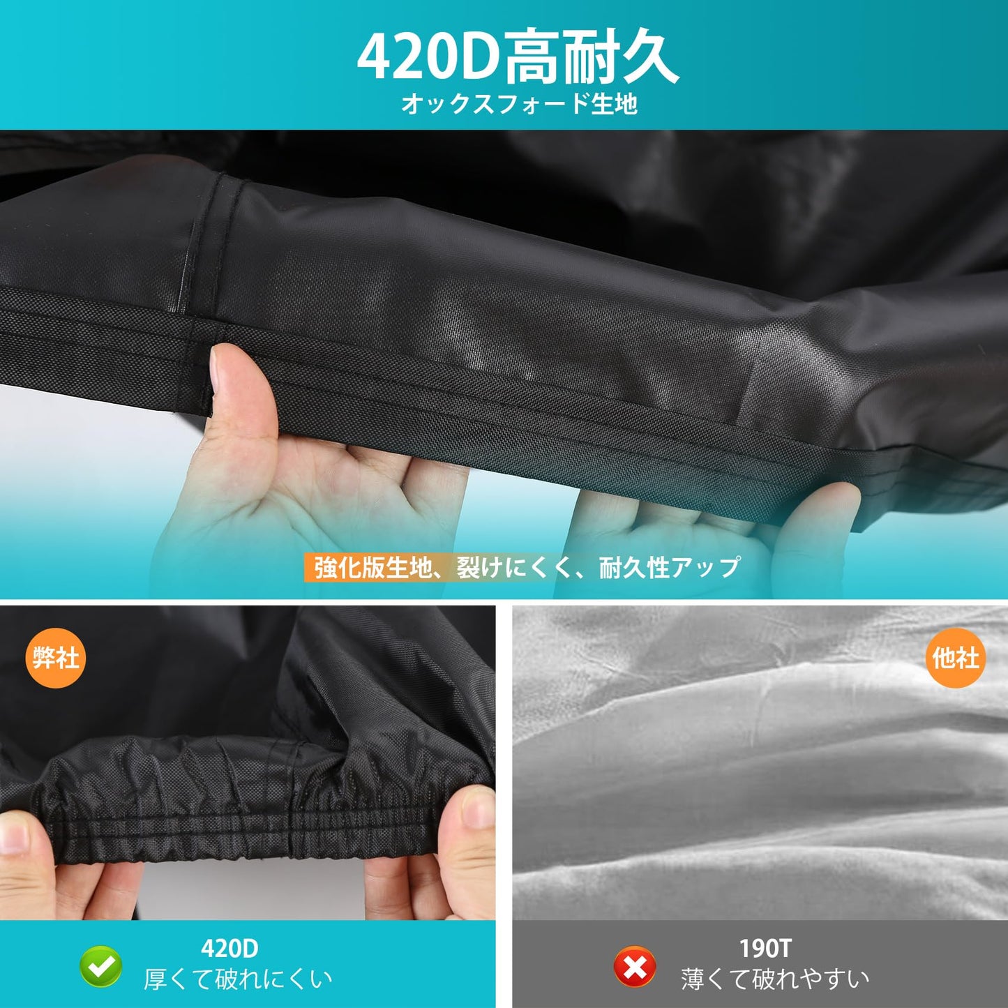 自転車カバー 防水 厚手 破れにくい 420D 厚手モデル 最新型 風飛び防止 全天候対応 雨避け UV加工 盗難防止 子供用 サイクルカバー 電動自転車 カバー 自転車 レインカバー 二重縫製 破れにくい 盗難防止ロック穴付き 風飛び防止バックル UVカット 反射テープ 防風バックル 防塵 雨避け 雨雪 29インチまで対応 通常サイズ 収納袋