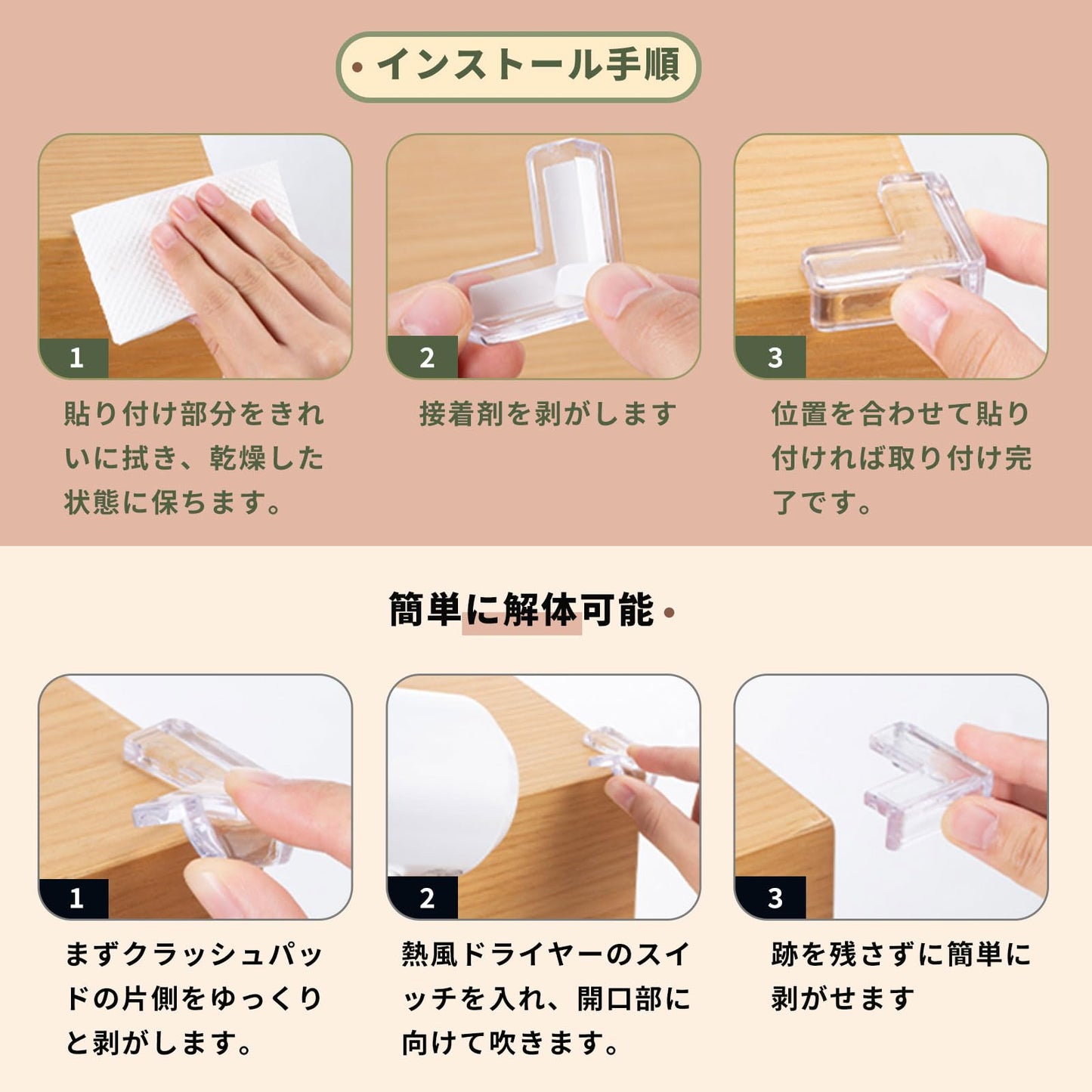 コーナークッション ベビー用コーナークッション 角 保護 コーナーガード 角 ガード 透明 角 クッション 机の角 カバー 両面テープ貼り付き 透明4枚入 4*4*1.5cm