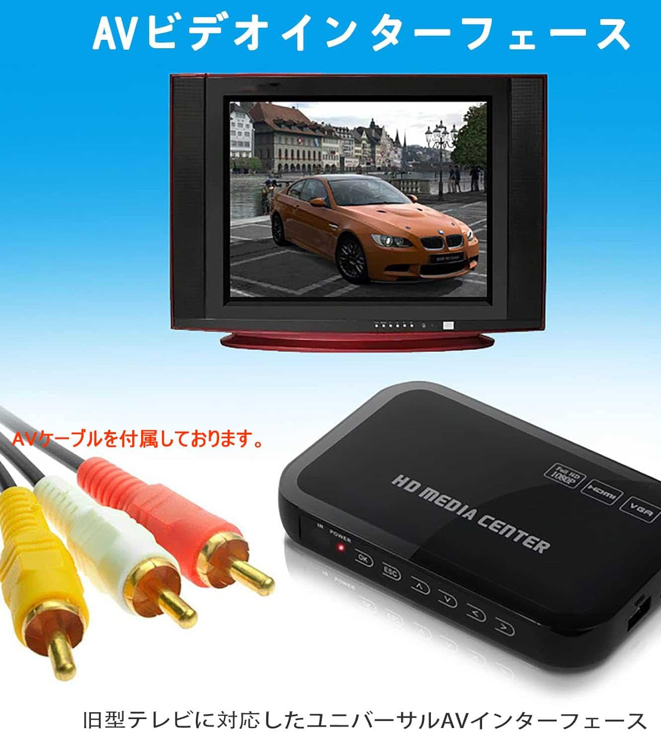 メディアプレーヤー 最大解像度3840*2160p 30fps マルチメディアプレーヤー4K HDプレイヤー SDカード・USBメモリ対応 動画・音楽・画像写真再生 HDMI・VGA・コンポジット・コンポーネント出力対応 テレビとモニターで大画面展示 MP4・FLV・MOV・PDF・PPT対応 デジタルサイネージ HDMIケーブル付属