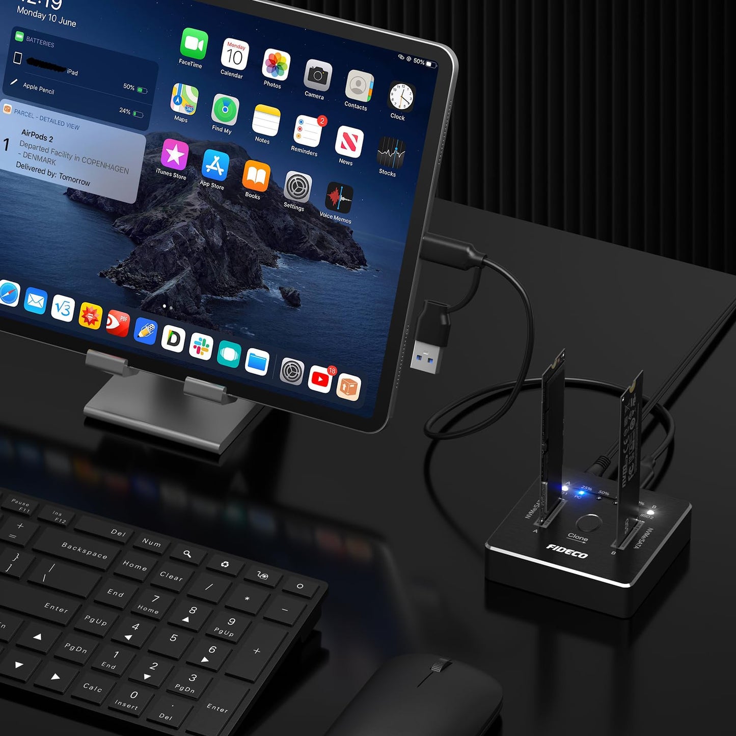 M.2 NVMe SATA SSD クローナー ドック デュアルベイ M.2 NVME SATA SSD エンクロージャ 20Gbps M.2 NVMe SATA SSD ドッキングステーション USB 3.2 Gen 2 NVMe クローン ドッキングステーション M.2 オフライン クローン UASP トリムをサポート アルミニウム設計