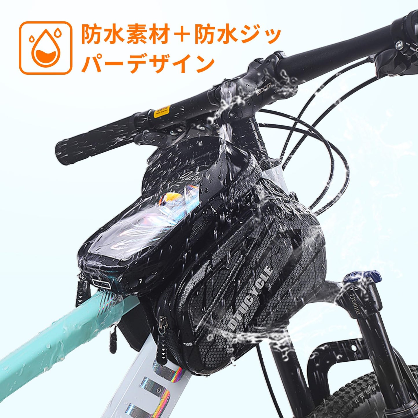 自転車 バッグ ロードバイク スマホホルダー トップチューブバッグ フレームバッグ 防水 EVA 携帯ホルダー サドルバッグ 7インチ以下対応 TPU高感度タッチスクリーン クロスバイク適用
