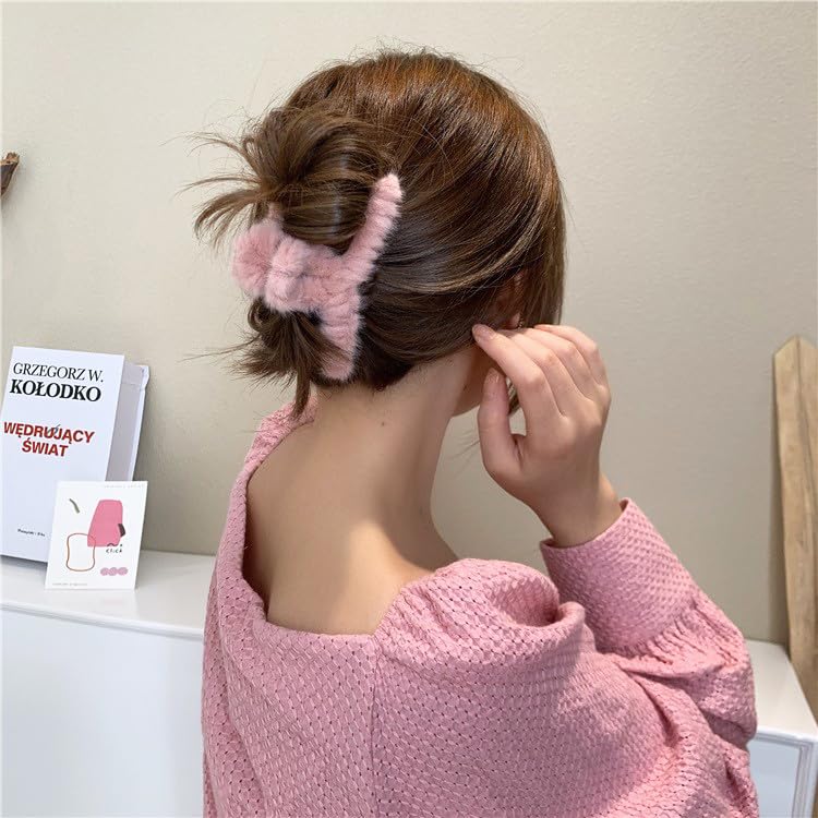 ヘアクリップ  4色 大きめ もふもふ しっかりとまる 濃密な髪も使用でき ヘアアクセサリー 大人 おしゃれ シンプル 可愛い 通勤 出掛け プレゼント
