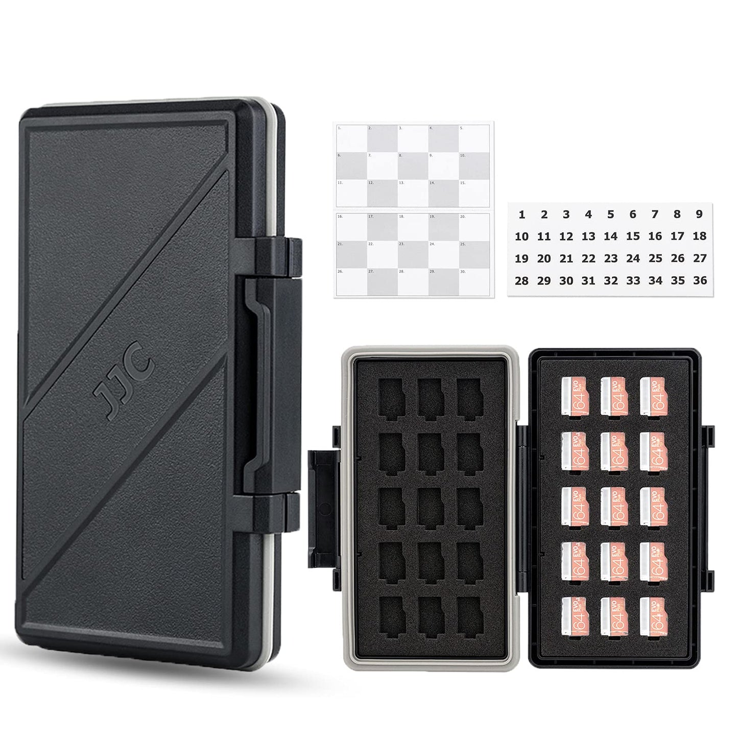 大容量 30 スロット MicroSD/MSD カードケース 耐衝撃 防塵 防湿 カード整理番号付き メモリーカードケース