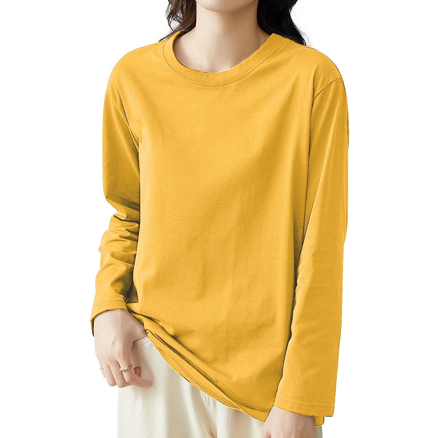 【綿100！当店１番人気】ロンティー レディース 長袖tシャツ トップス 【トレンドの新定義・ゆる感・小顔効果】 カットソー クルーネック ティーシャツ ロングスリーブ 無地 カジュアル ゆったり 重ね着 きれいめ オシャレ