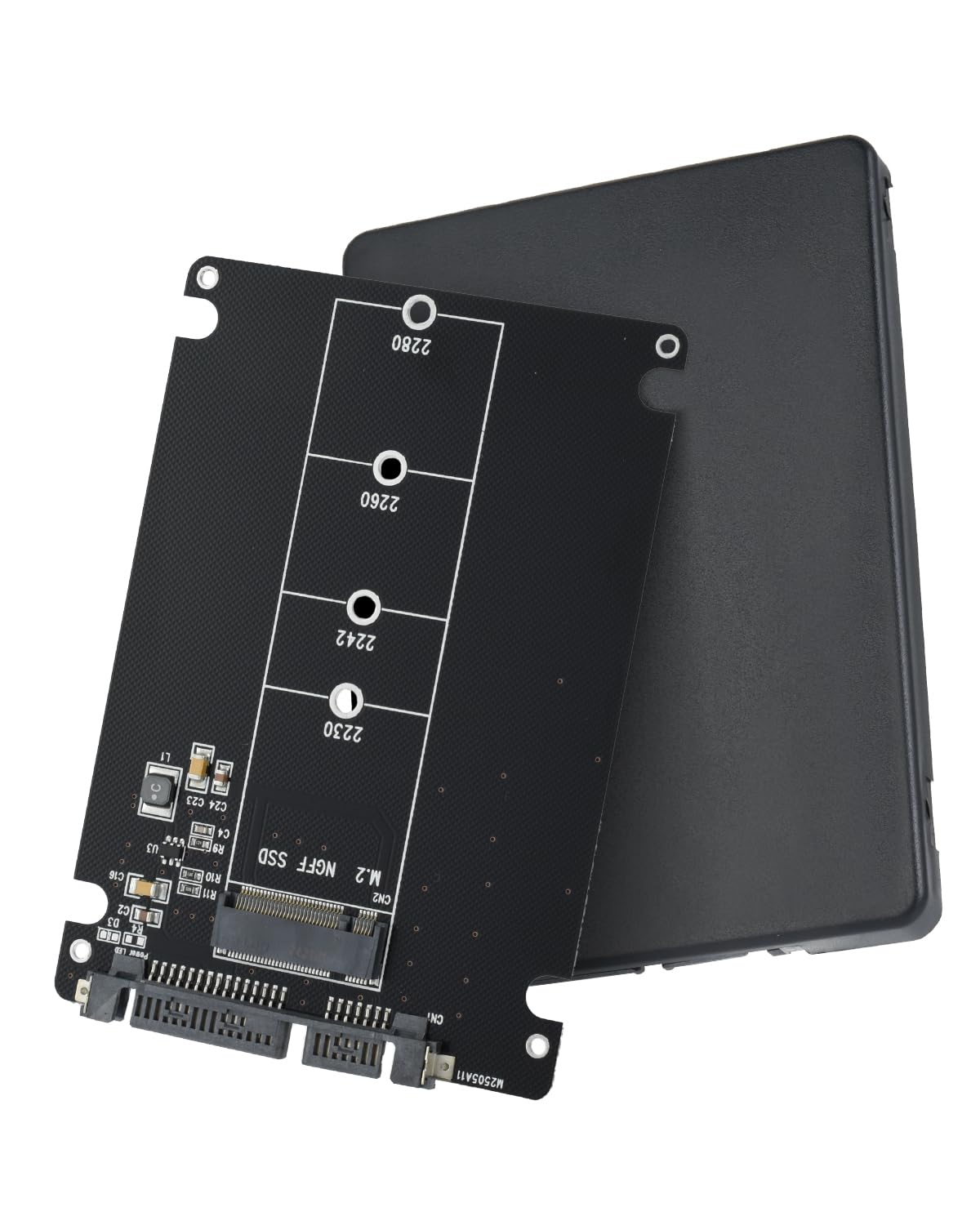M.2 NGFF to SATA 3.0 変換 6Gbps 変換アダプター 外付きケース 2.5インチSATA 2230 / 2242 / 2260 / 2280 mm プラスチック殻 高排熱性 M.2 SSD 外付きケース (NVMEに非対応)