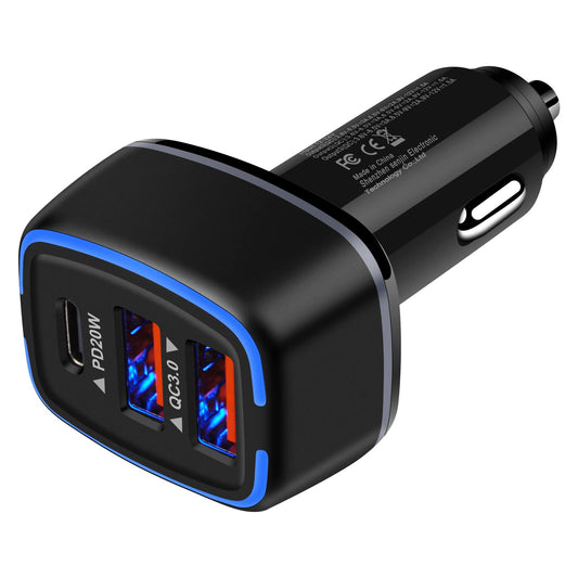 シガーソケット USB 車 充電器 3ポート カーチャージャー 【56W/PD&QC3.0対応/急速充電/USB-C&2USB-A】 車 USB シガーソケット シガレット USB 12V/24V車対応 iPhone 16e/16シリーズ、Galaxy S21、iPad Pro/Mini/Air、Pixel 7、Xperia 10 II その他 Android対応(ブラック)