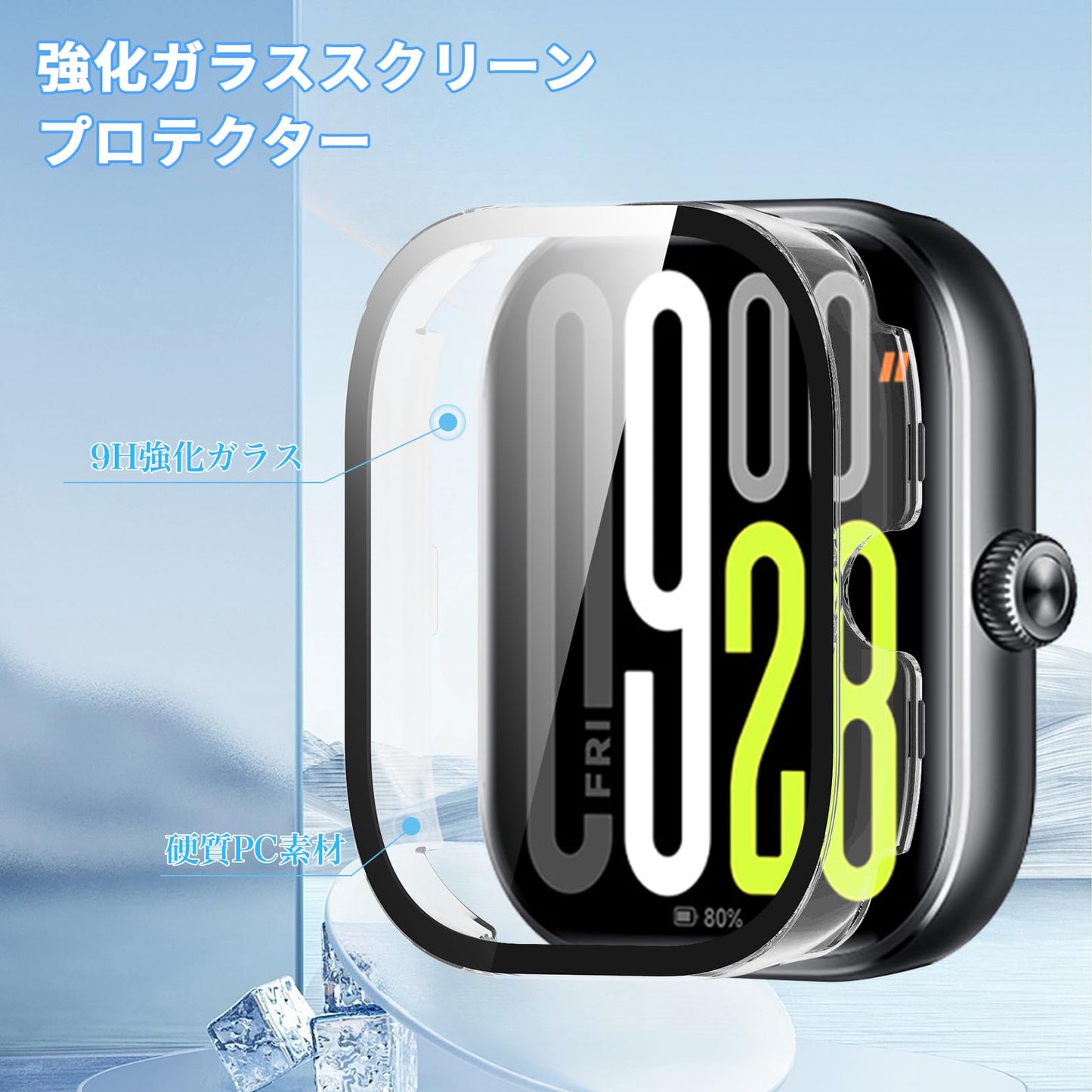 ケース フィルム+PCフレーム 一体型 防水防塵 保護ケース 全面保護 装着簡単 高透過率 指紋防止 強化ガラス 保護フィルム フェイスカバーセット（ブラック＋クリア）