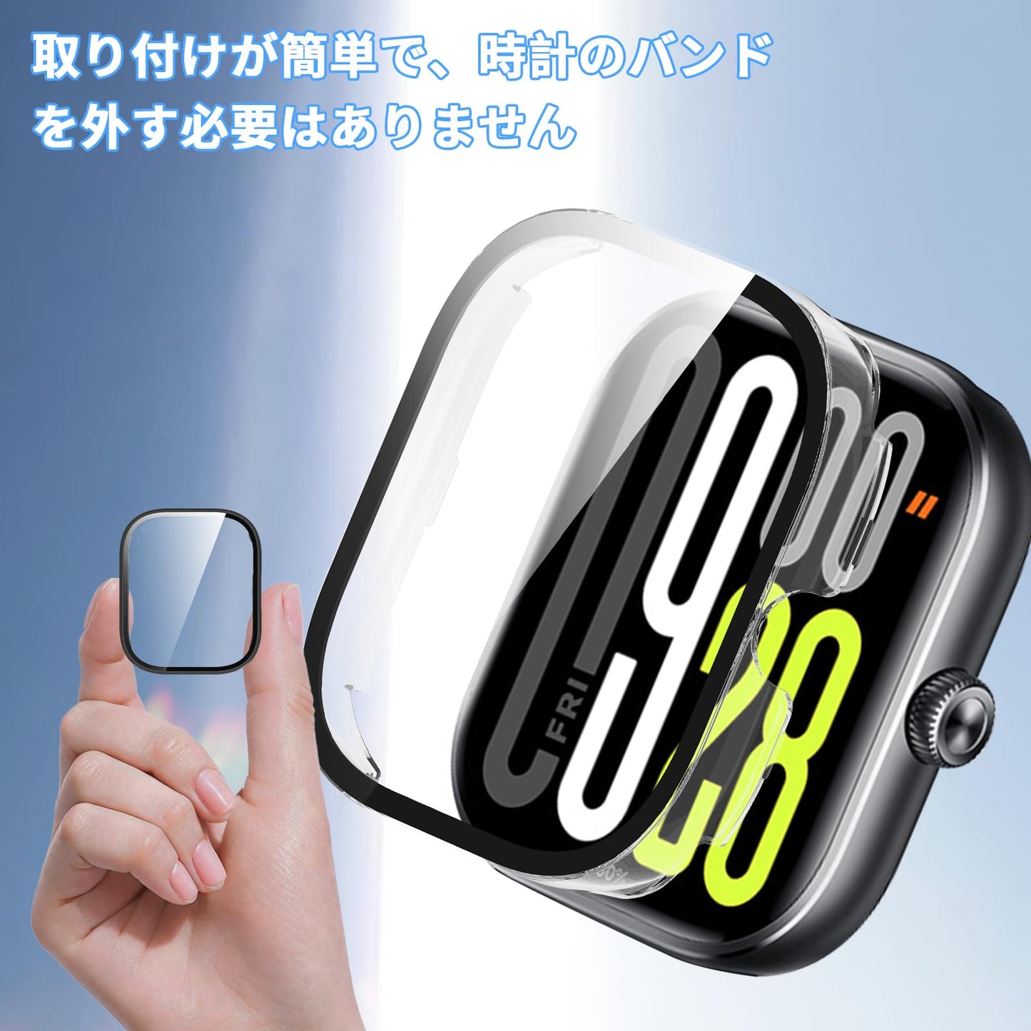 ケース フィルム+PCフレーム 一体型 防水防塵 保護ケース 全面保護 装着簡単 高透過率 指紋防止 強化ガラス 保護フィルム フェイスカバーセット（ブラック＋クリア）