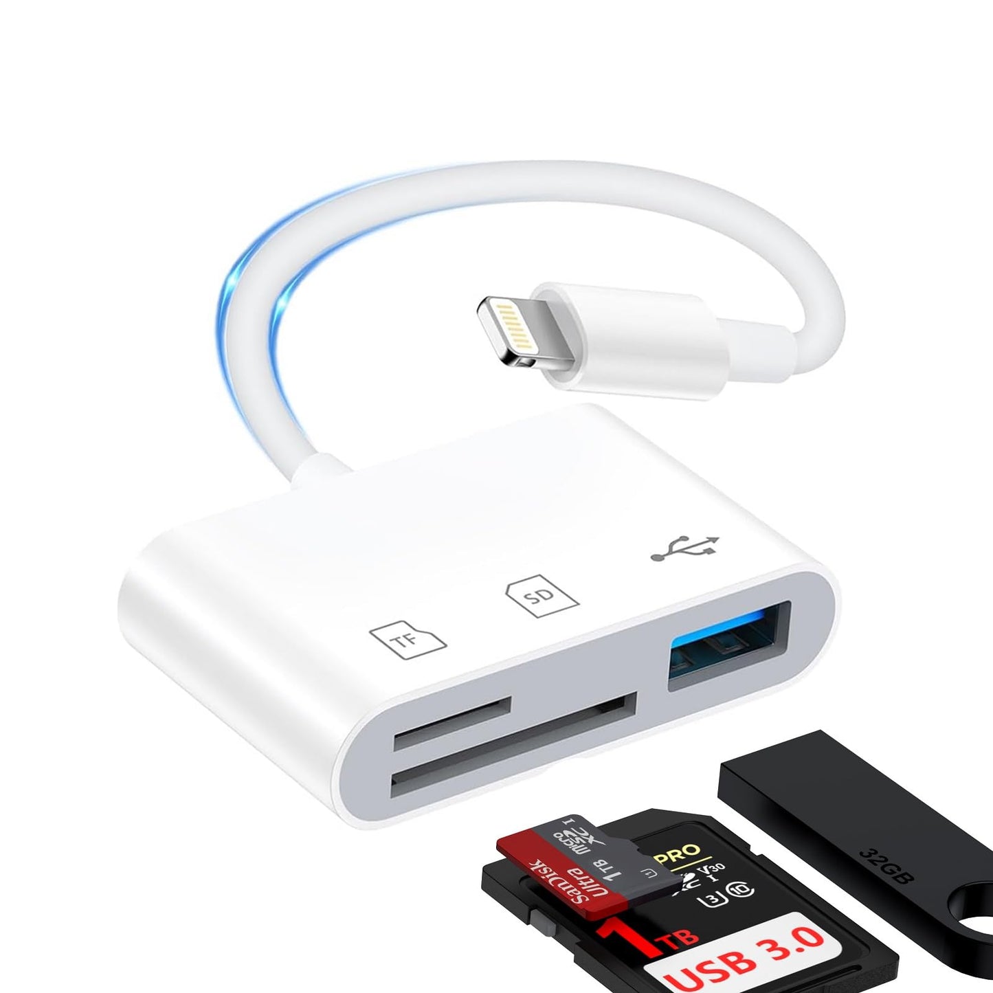 iPhone SDカードリーダー 3 in 1 USB/SD/TF変換アダプタ MFi認証 Lightning 外付メモリーカードリーダー USB3.0 双方向 高速データ転送 設定不要 Lightning - SD力ードカメラリーダー 写真/ビデオ/動画/フアイル iPhone/iPad用 iPhone 14/13/12/11Pro Max/SE3 X XS XR 8plus iOS対応