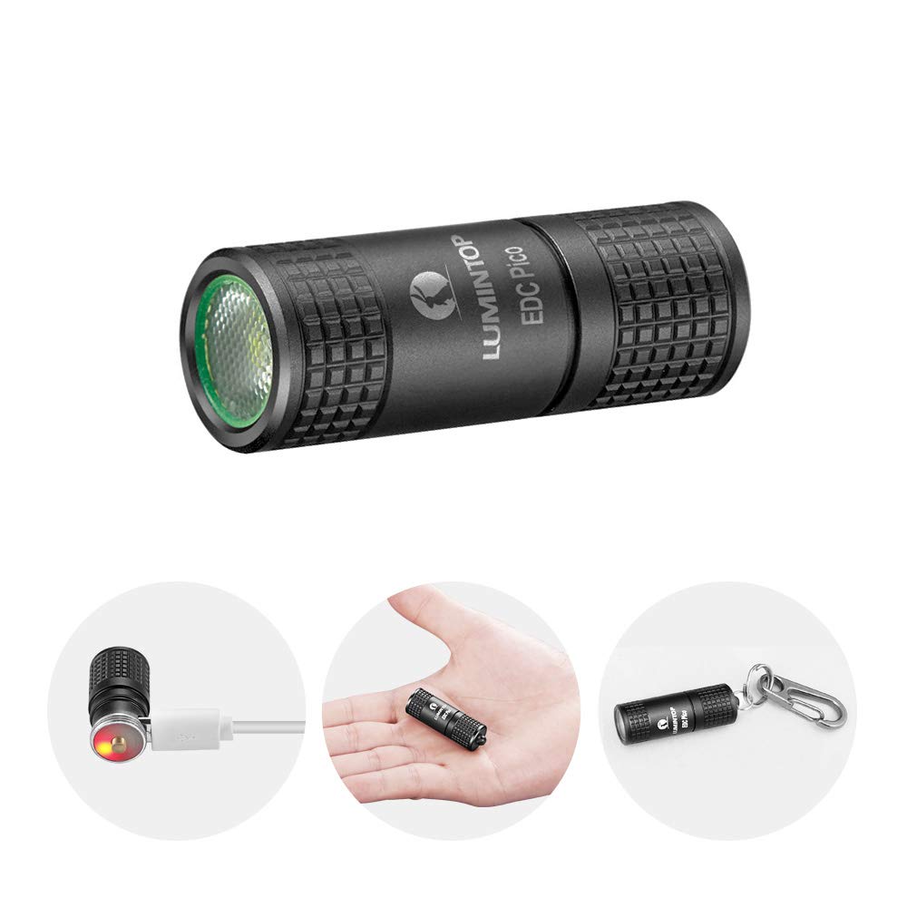LUMINTOPキーホルダーLED懐中電灯USB充電式最大130ルーメン実用点灯4時間 2モード IPX8防水 1.5M耐衝撃