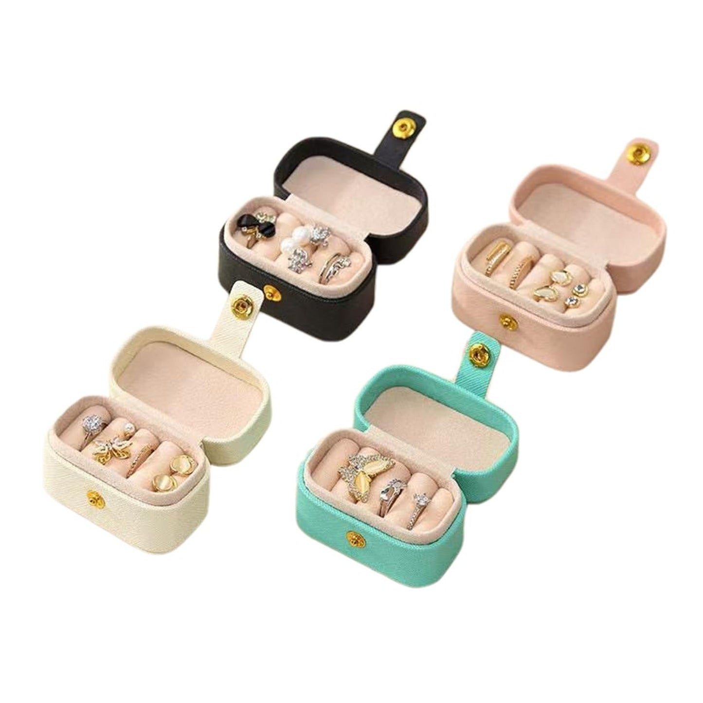 ジュエリーボックス 小箱 ジュエリー 宝石箱 持ち運び コンパクトPUレザー ジュエリー収納 アクセサリーケース 小物入れ 指輪 ピアス (ホワイト)