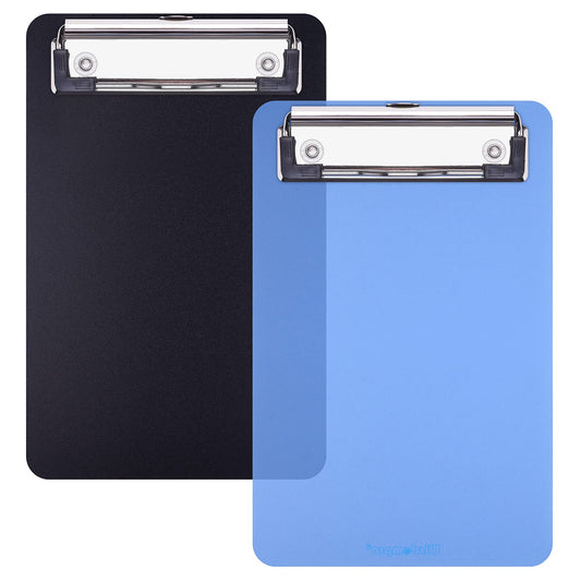 クリップボード A6サイズ メモ帳用 伝票バインダー プラスチック 領収書/会計票整理 ミニサイズ 18 x 12cm 2枚入り ブラック＋ブルー