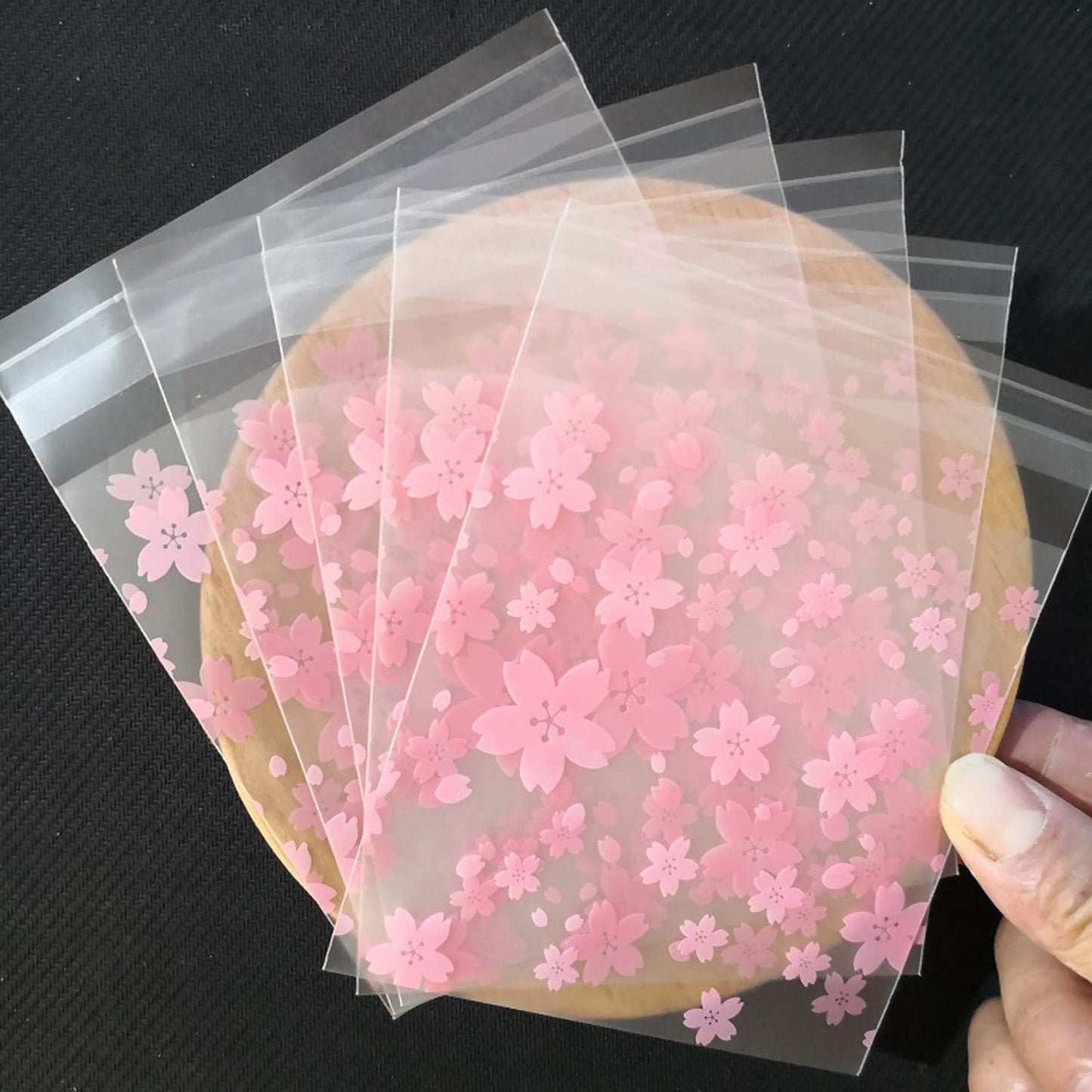 自粘着バッグ 200pcs 小分け袋 10*11+3cm 厚手半透明袋 ギフトバッグ DIY 手作り袋 ジュエリー袋 可愛いお洒落ポーチ ラッピングポーチ アクセサリー収納 小物入れプラスチックバッグ (4カラ-200pcs)