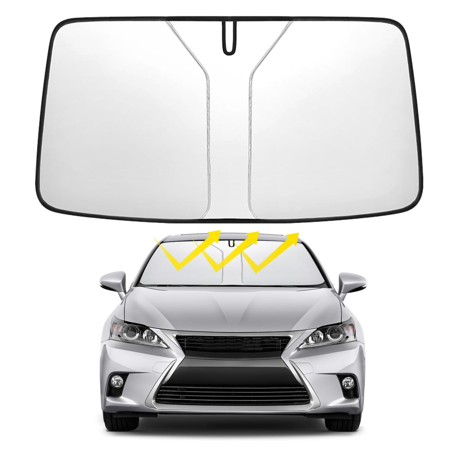 サンシェード 車 折りたたみ 車 日除け フロント 厚手材質 車用サンシェード 簡単に取り付け 吸盤や中棒なし ダッシュボードを保護 車種専用 サンシェード フロント ガラス用 カーサンシェード 軽量 コンパクト  遮光断熱 UVカット 劣化防止暑さ対策 劣化防止暑さ対策 (S, 140*70cm)