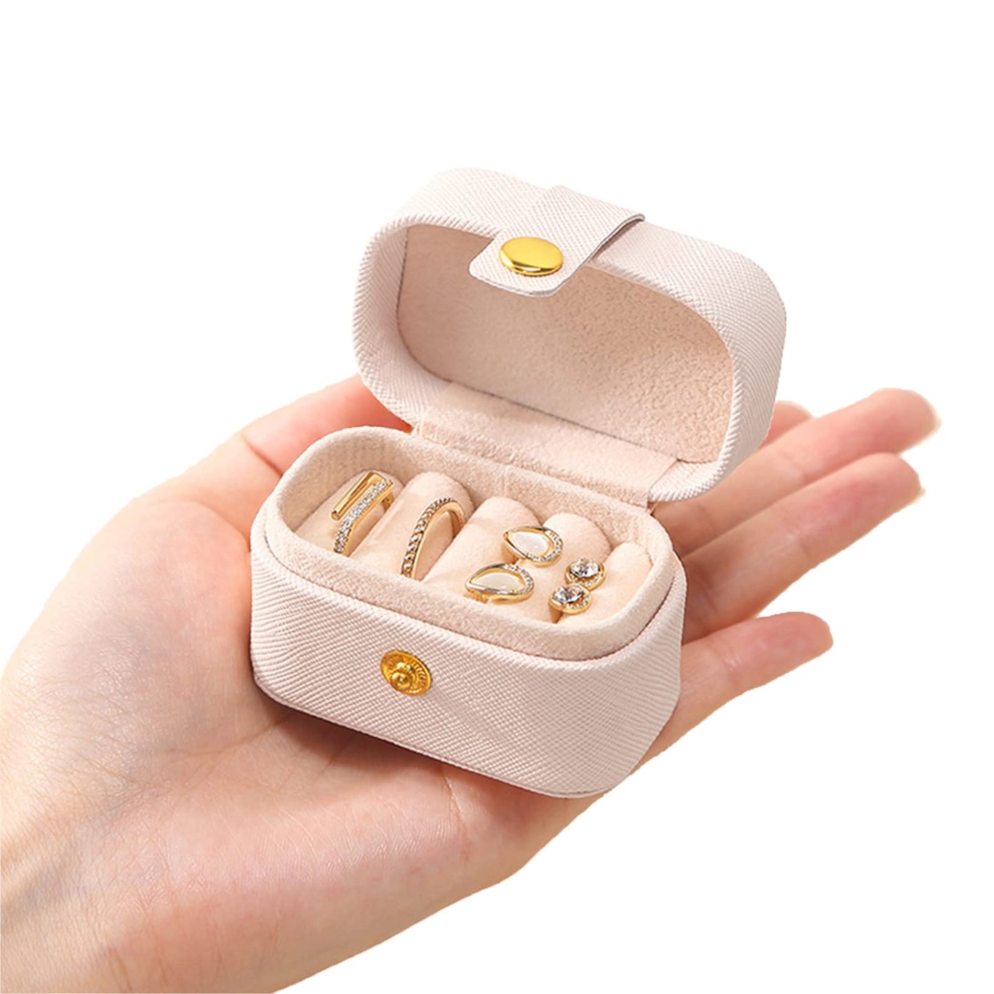 ジュエリーボックス 小箱 ジュエリー 宝石箱 持ち運び コンパクトPUレザー ジュエリー収納 アクセサリーケース 小物入れ 指輪 ピアス (ホワイト)