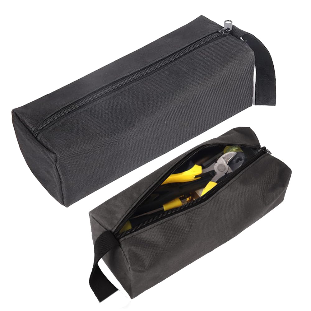 工具入れ ポーチ 小型 工具バッグ 2セット ツールバッグ 作業工具バック ドライバー 収納ケース バイク工具バッグ 持ち手付き 多機能 車載工具入れ 大容量 収納 整理 小物入れ 耐久性 (ブラック)