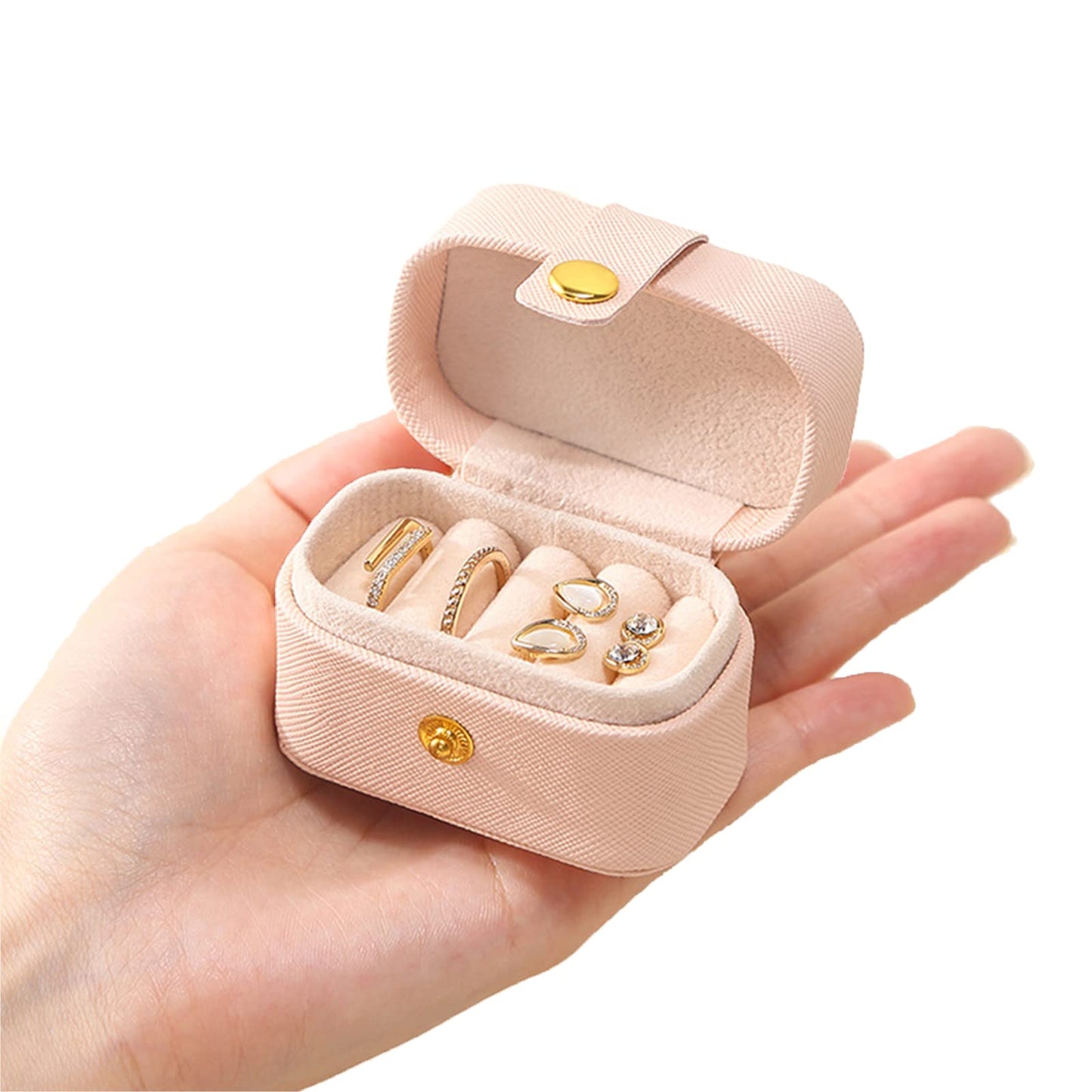 ジュエリーボックス 小箱 ジュエリー 宝石箱 持ち運び コンパクトPUレザー ジュエリー収納 アクセサリーケース 小物入れ 指輪 ピアス (ホワイト)