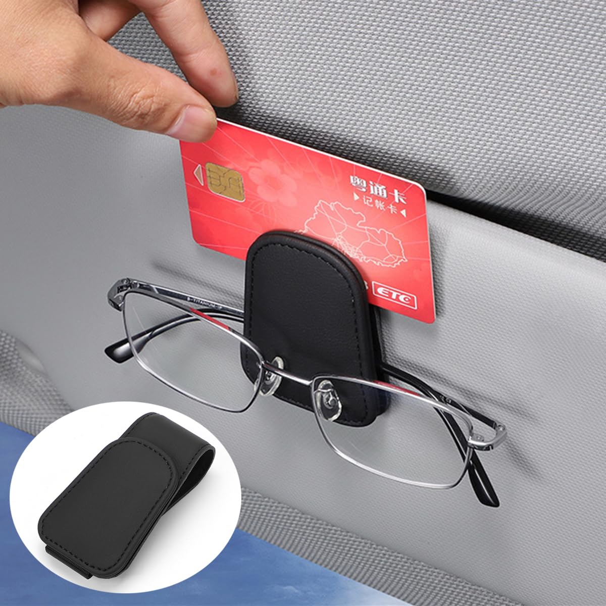 Raksonic車用バイザー メガネクリップ 車用メガネクリップ レザーサングラスクリップ サングラスクリップ バイザーポケット 車収納 サングラス収納 取り付け簡単 カーアクセサリー 小さいサイズ