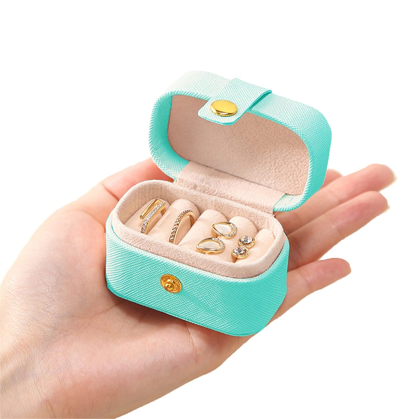 ジュエリーボックス 小箱 ジュエリー 宝石箱 持ち運び コンパクトPUレザー ジュエリー収納 アクセサリーケース 小物入れ 指輪 ピアス (ホワイト)