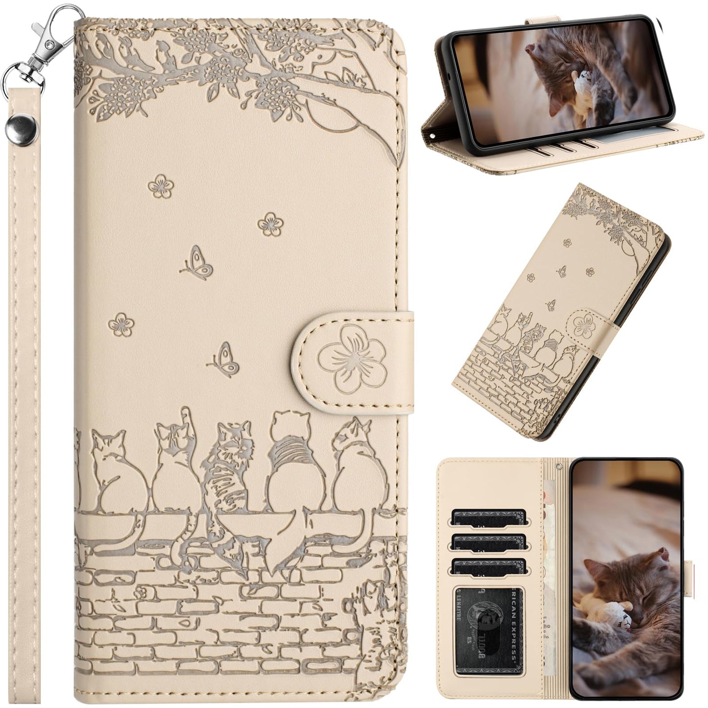 Galaxy S25 ケース 手帳型 Galaxy S24/S25 ケース Galaxy S25 SC-51E ケース 手帳型 ギャラクシーS25 ケース 手帳型 かわいい 携帯ケース アンドロイド Galaxy S25 ソフトTPUインナーシェル 精密カットアウト マルチカード収納 桜柄マグネット開閉式 キャッシュポケット 耐衝撃保護 調整可能 レベリングスタンド[青色]