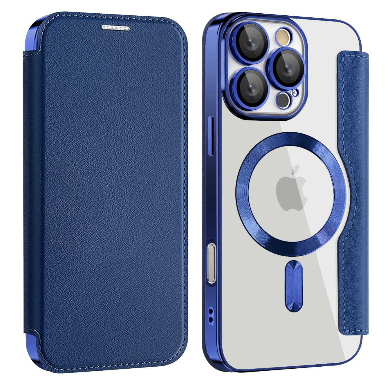 iPhone 14 pro ケース 手動式 magsafe 6.1インチ対応 背面透明 財布型 iPhone 14 プロケース MAG Safe 手動式 ワイヤレス充電対応 カードホルダー PUレザー レザー スマホケース 軽量 薄型 防塵 耐衝撃 全面保護 スマホカバー