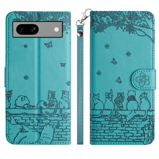 Google Pixel 8A ケース 手帳型 可愛い 猫柄 グーグル ピクセル 8A 携帯カバー 蝶の花柄 スマホケース おしゃれ カード入れ 財布型 Pixel 8A カバー 動物柄 カード収納 スタンド機能 軽量 便利 内蔵マグネット式 スモーキーパープル 純色シンプルデザイン - Smoky Purple